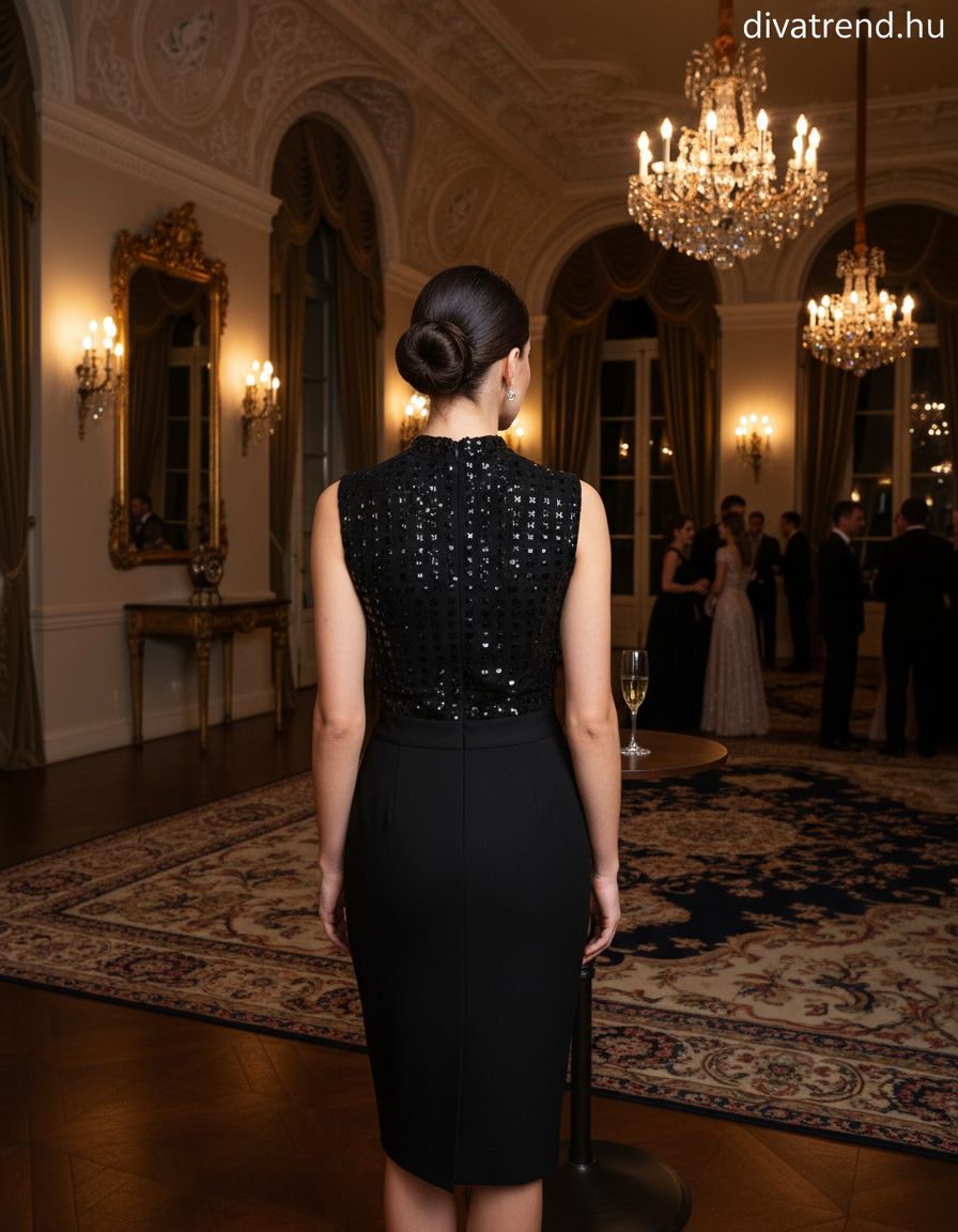 F&P női ruha ujjatlan alakhangsúlyozó magas nyakú térd