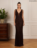 F&P női ruha ujjatlan alakhangsúlyozó V nyakú maxi