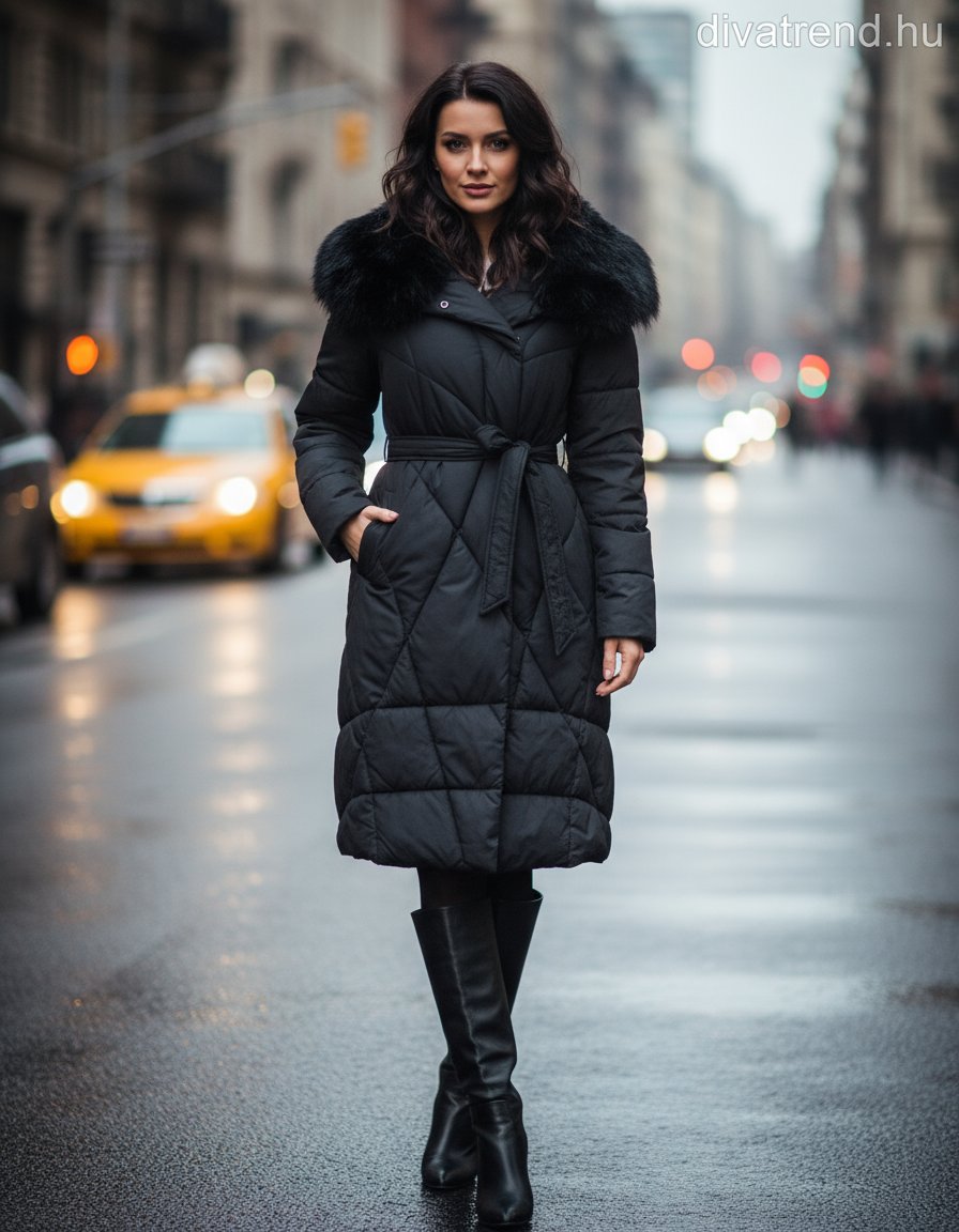 MonteCervino női téli kabát hosszabb hosszú ujjú magas nyakú