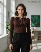 olasz női body hosszú ujjú V nyakú