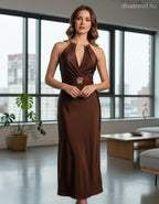 olasz női ruha ujjatlan V nyakú maxi