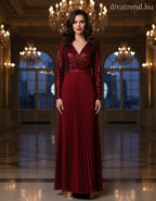 olasz női ruha hosszú ujjú V nyakú maxi