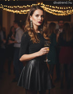 olasz női bőr hatású szoknya mini A vonalú