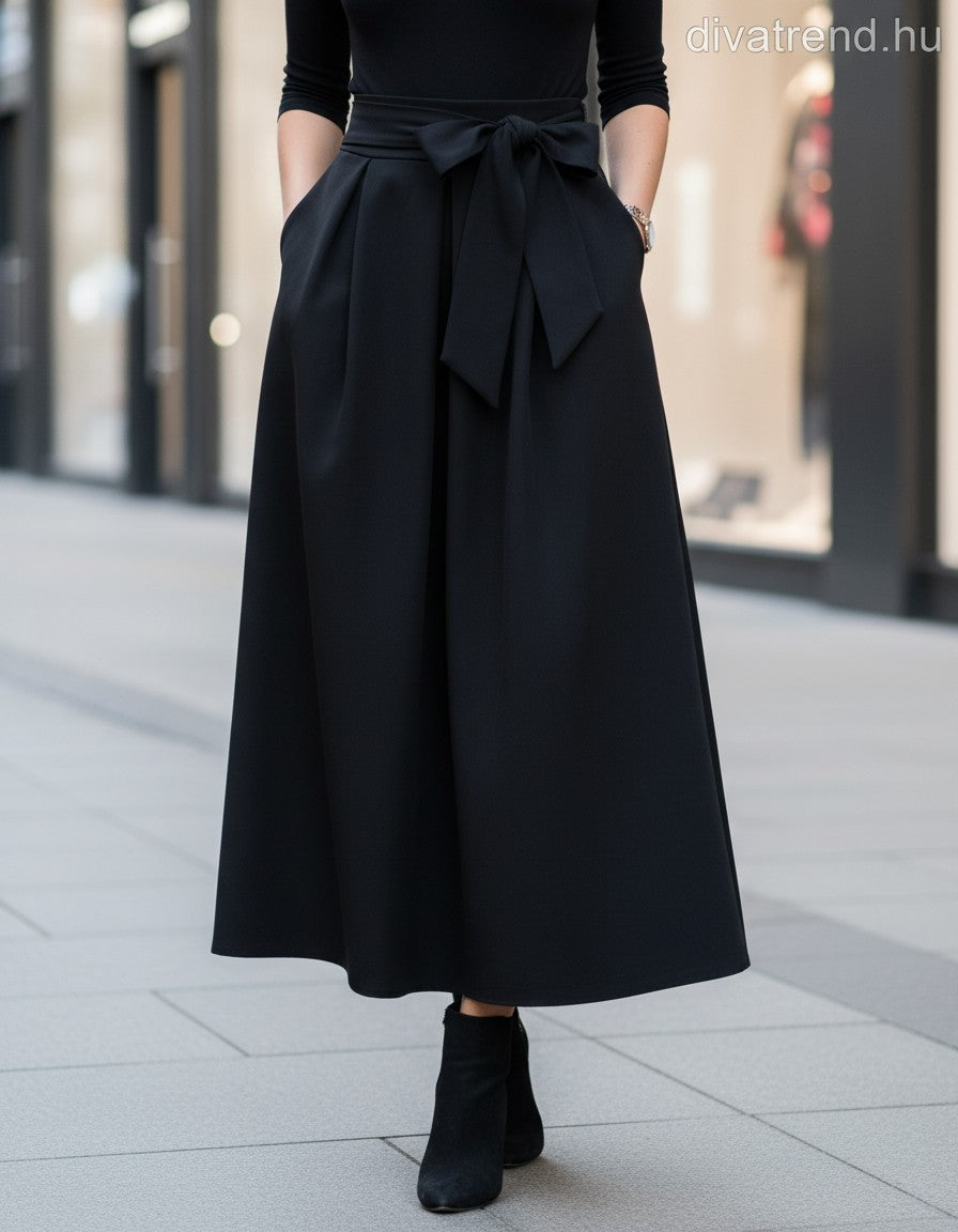 fekete A-vonalú maxiszoknya