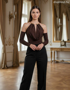 Lovery női body hosszú ujjú alakhangsúlyozó V nyakú