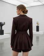 olasz női overál hosszú ujjú rövid V nyakú