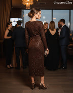 olasz női ruha hosszú ujjú V nyakú maxi