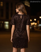 olasz női ruha rövid ujjú kerek nyakú térd