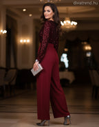 olasz női overál hosszú ujjú hosszú V nyakú