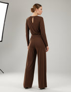 olasz női overál hosszú ujjú hosszú V nyakú