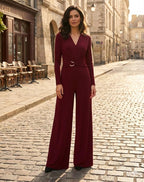 olasz női overál hosszú ujjú hosszú V nyakú