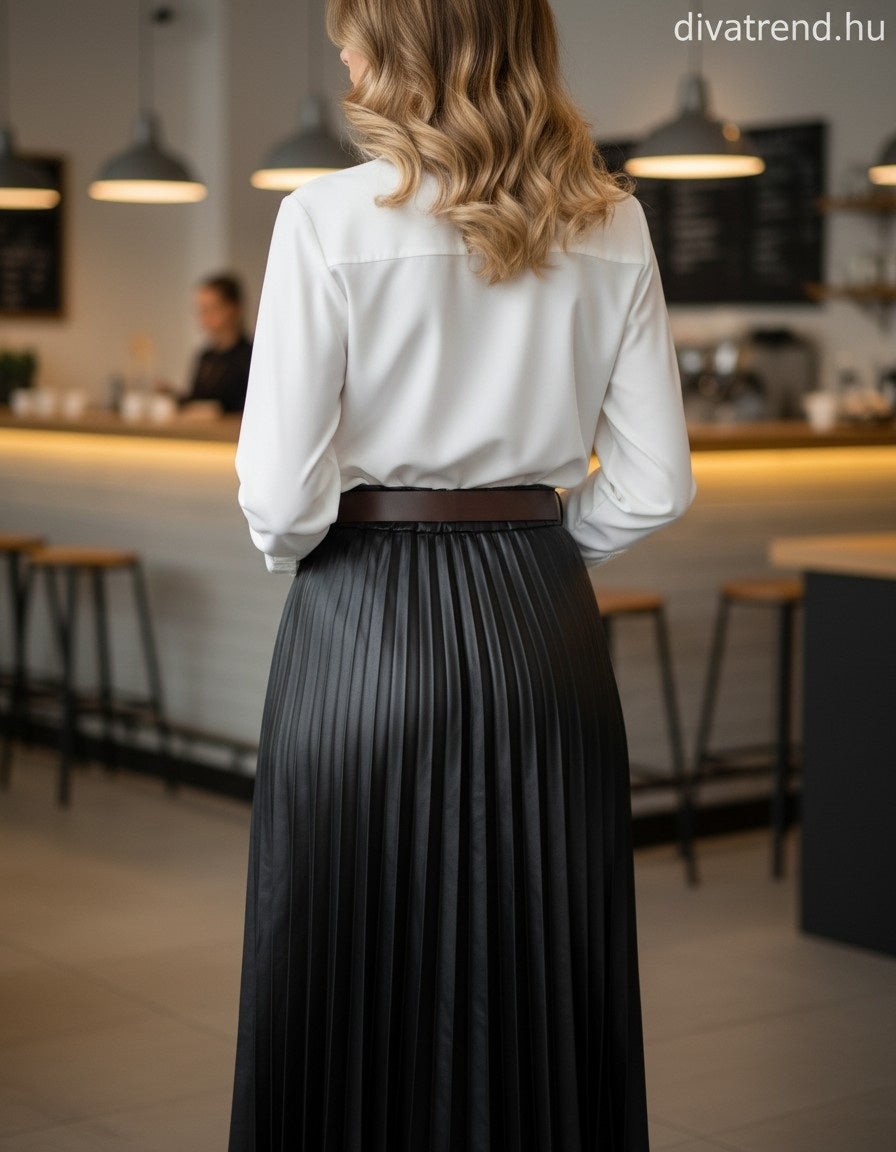 olasz női bőr hatású szoknya maxi A vonalú