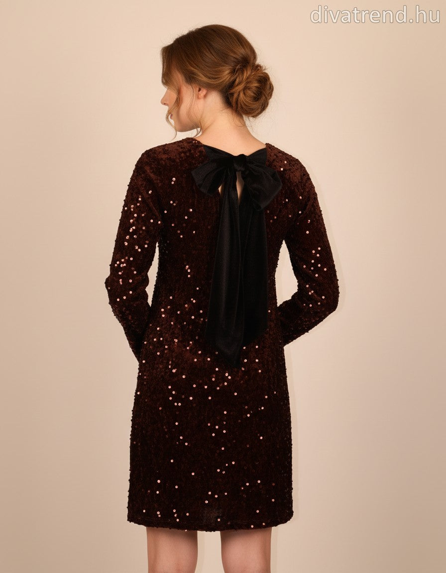 olasz női ruha hosszú ujjú kerek nyakú térd