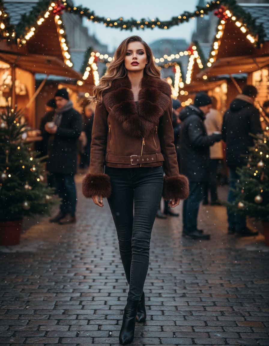 Softy női bélelt velúr bőrkabát műszőrmével barna