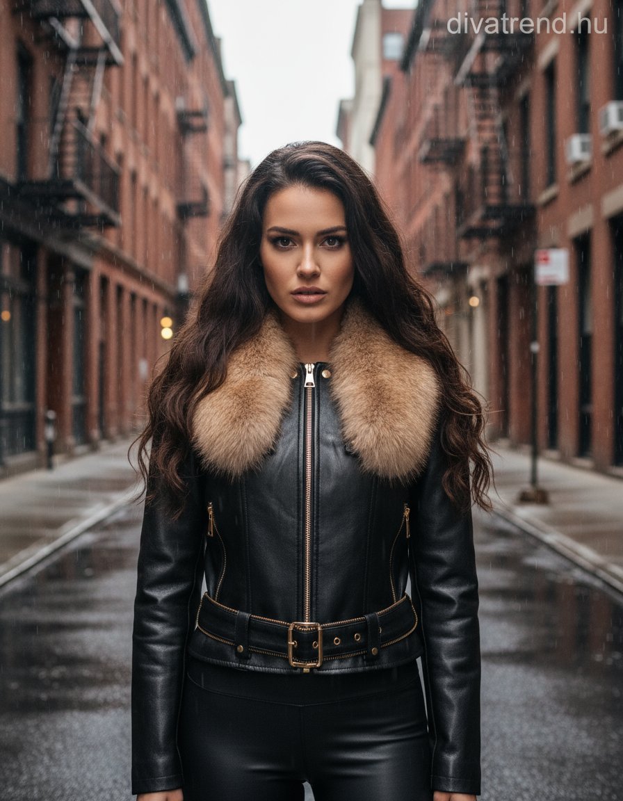 Softy női vastag bőr hatású átmeneti kabát hosszú ujjú kerek nyakú