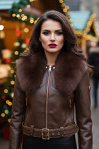 Softy női vastag bőr hatású átmeneti kabát hosszú ujjú kerek nyakú