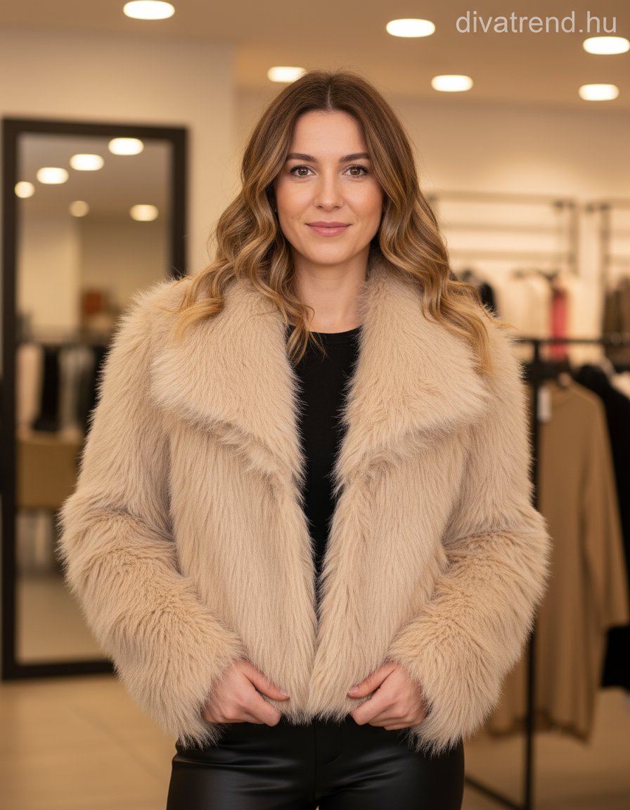 3DESY női vastag műszőrme egyéb kabát jellegű rövidebb hosszú ujjú V nyakú