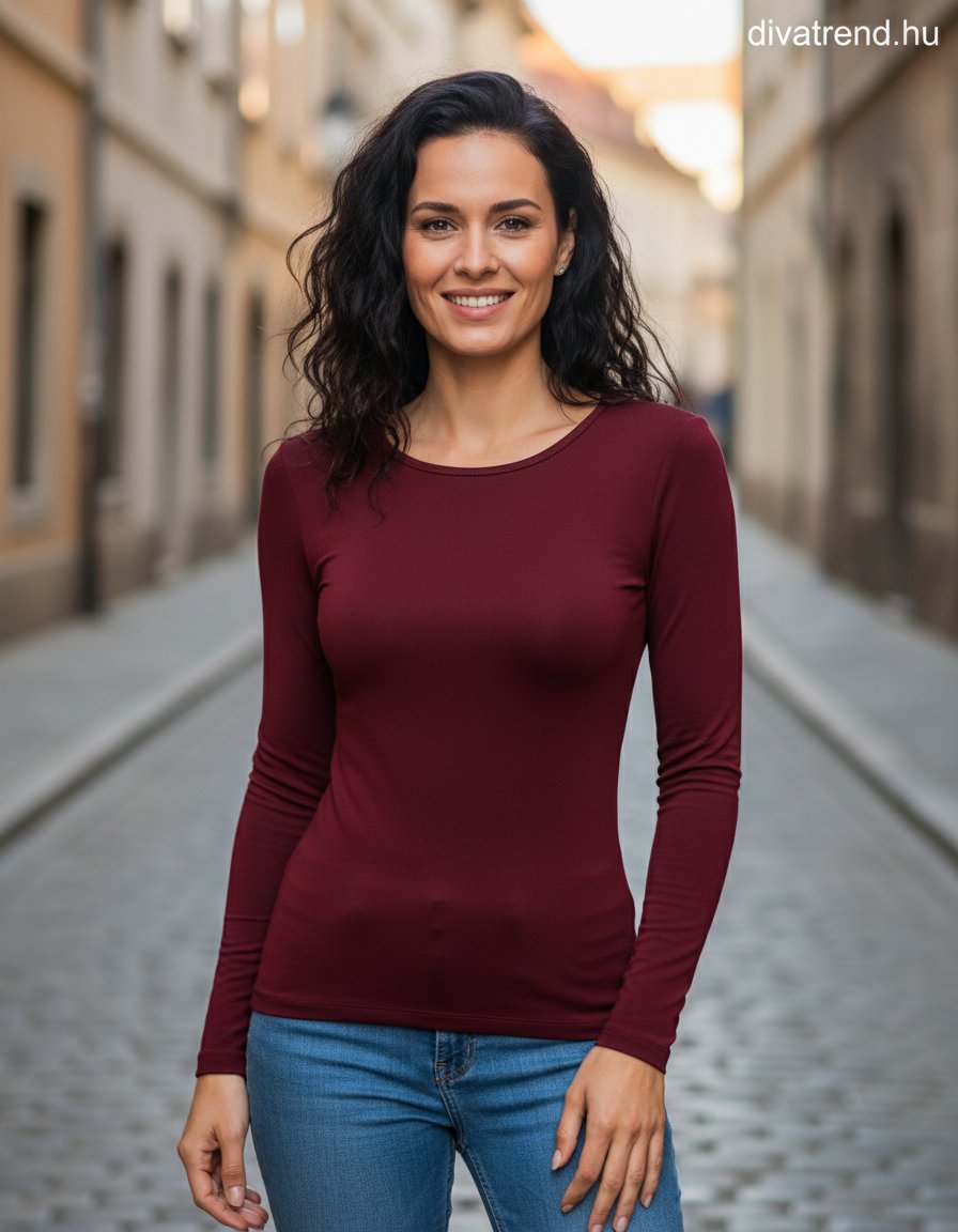 Kikiriki női felső hosszú ujjú alakhangsúlyozó kerek nyakú