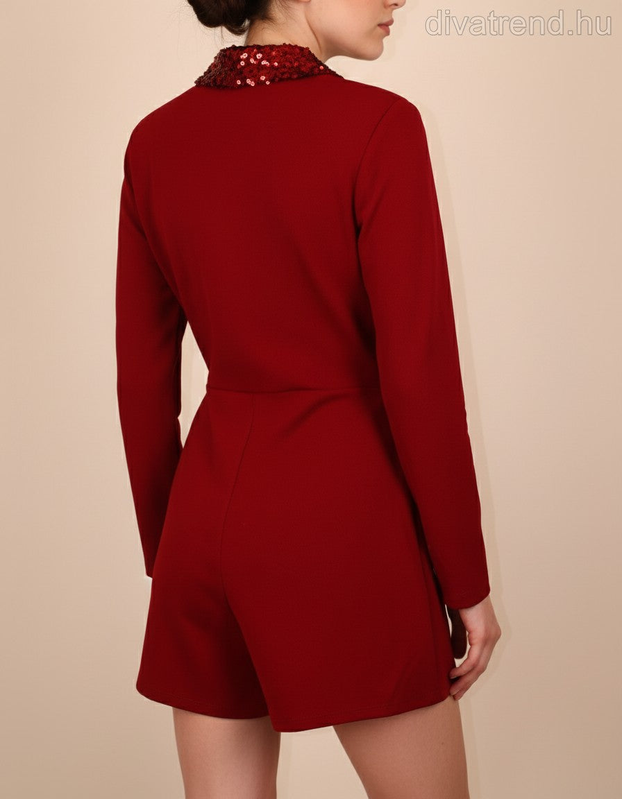 Lissimo női vékony overál hosszú ujjú rövid V nyakú