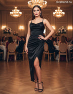 olasz női ruha ujjatlan alakhangsúlyozó kerek nyakú maxi