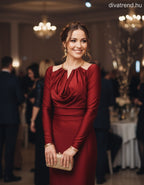 olasz női ruha hosszú ujjú V nyakú maxi