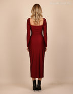 olasz női ruha hosszú ujjú V nyakú maxi