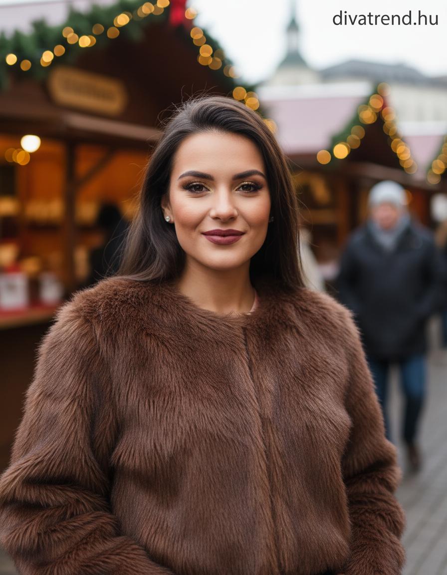 női műszőrme kabát barna