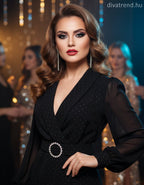 olasz női overál hosszú ujjú rövid V nyakú