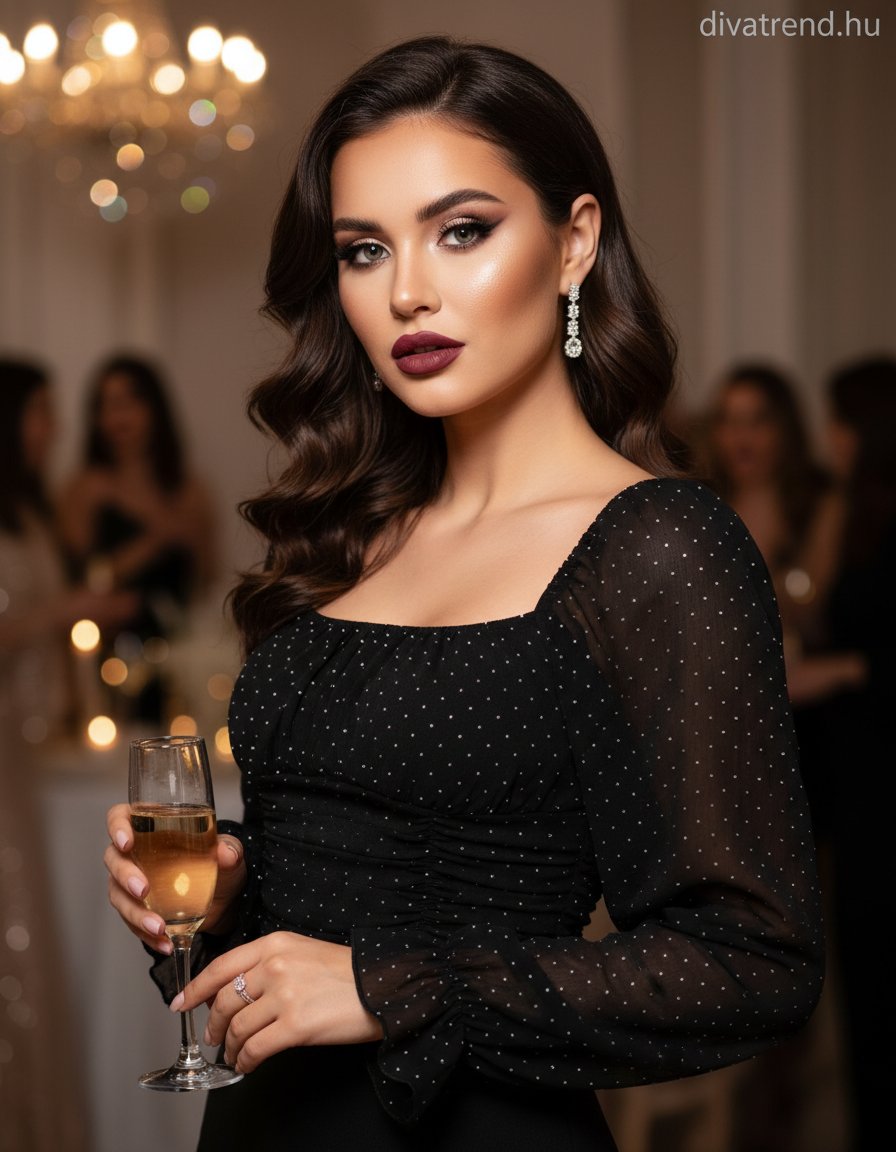 olasz női felső hosszú ujjú alakhangsúlyozó U nyakú