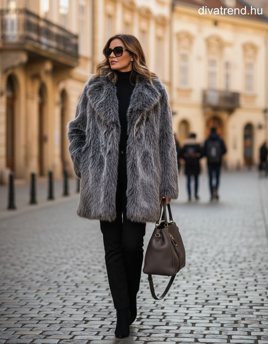 3DESY női műszőrme kabMellBlé hosszabb hosszú ujjú V nyakú