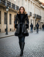 3DESY női bőr hatású átmeneti kabát hosszabb hosszú ujjú V nyakú