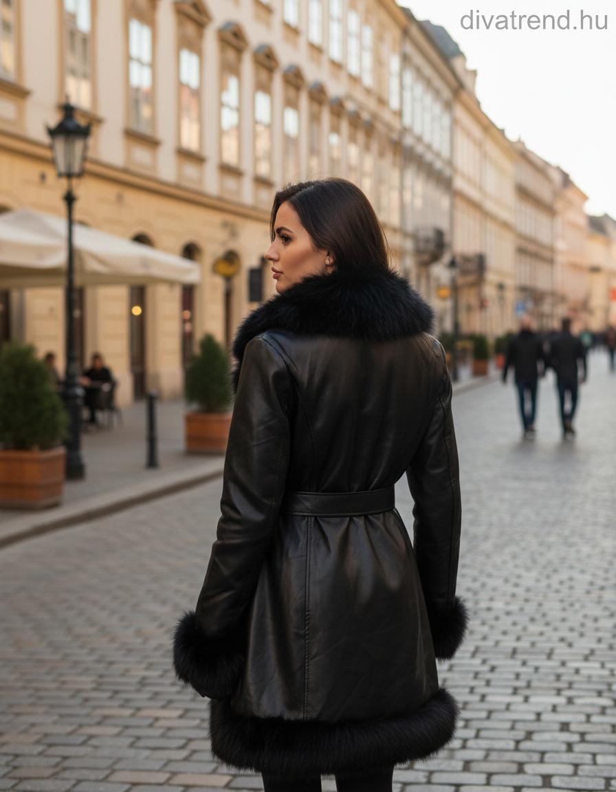 3DESY női bőr hatású átmeneti kabát hosszabb hosszú ujjú V nyakú