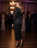 olasz női ruha hosszú ujjú kerek nyakú maxi