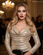 olasz női felső hosszú ujjú V nyakú