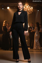 olasz női overál hosszú ujjú hosszú V nyakú