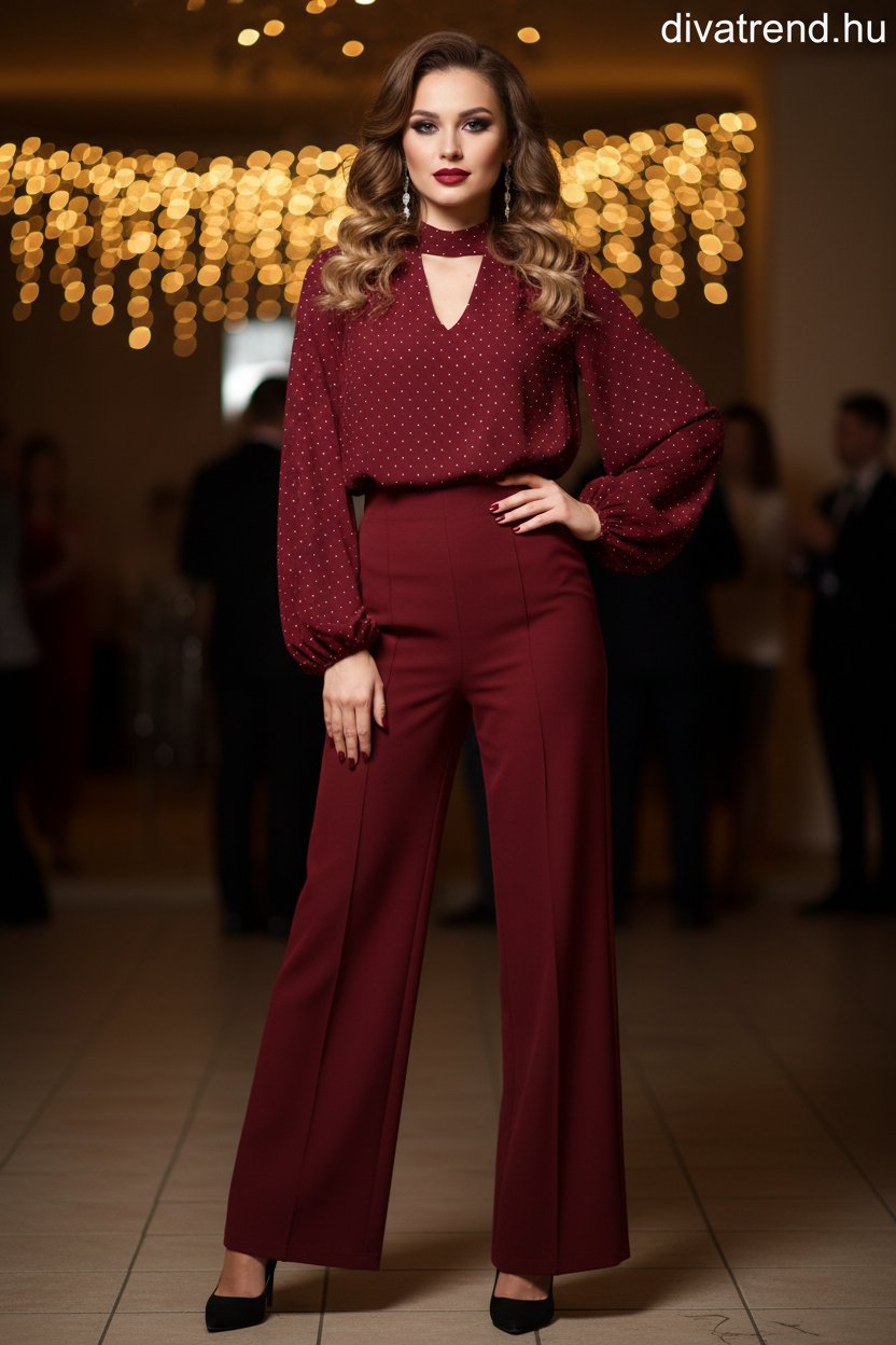 bordó női overál hosszú, köves