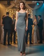 olasz női ruha ujjatlan alakhangsúlyozó kerek nyakú maxi