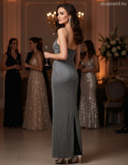 olasz női ruha ujjatlan alakhangsúlyozó kerek nyakú maxi