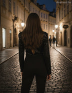 olasz női overál hosszú ujjú hosszú kerek nyakú