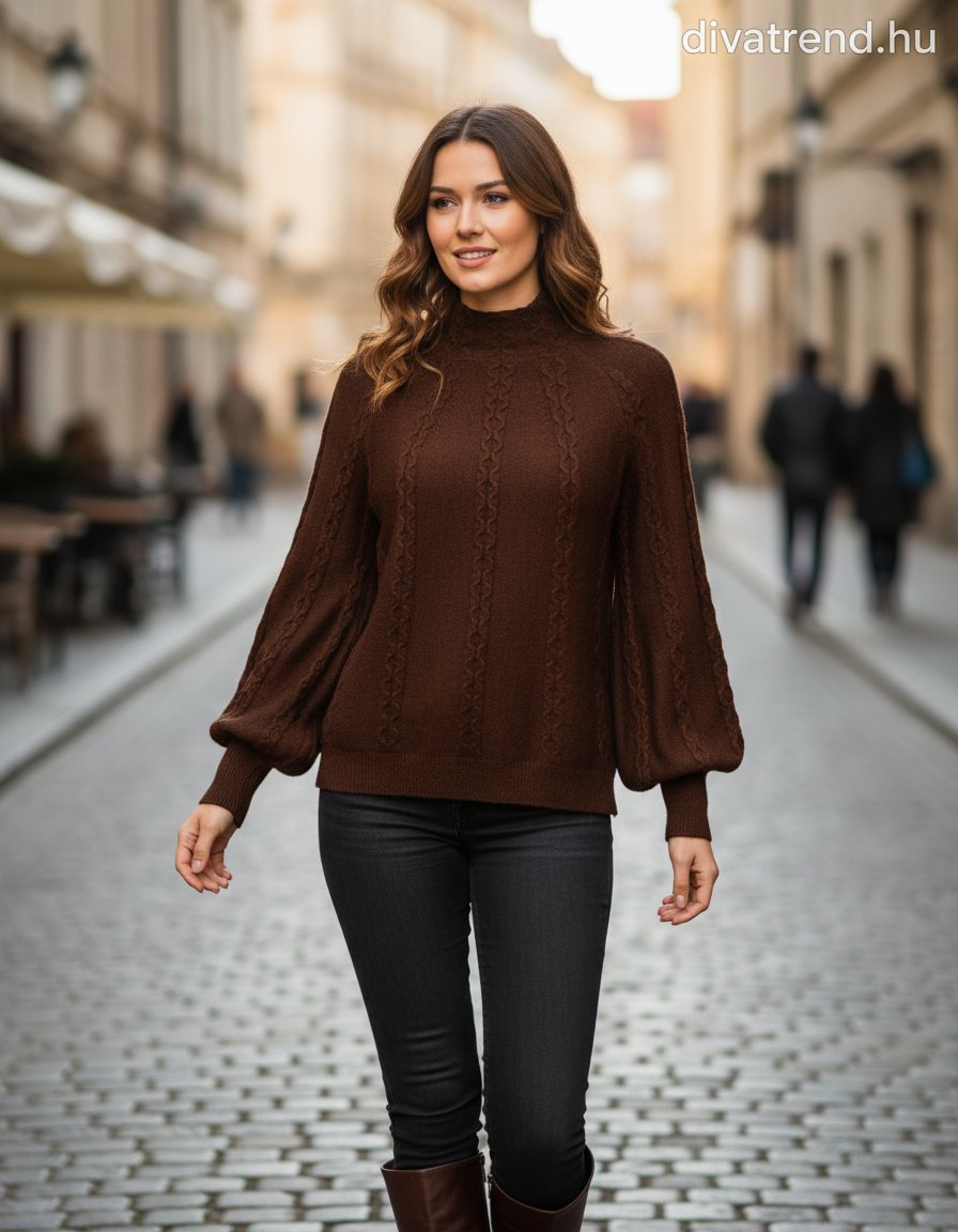 Zstudio női kötött felső hosszú ujjú magas nyakú