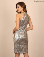 olasz női ruha rövid ujjú magas nyakú mini