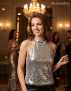 olasz női felső ujjatlan magas nyakú