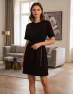 olasz női vékony ruha rövid ujjú kerek nyakú mini