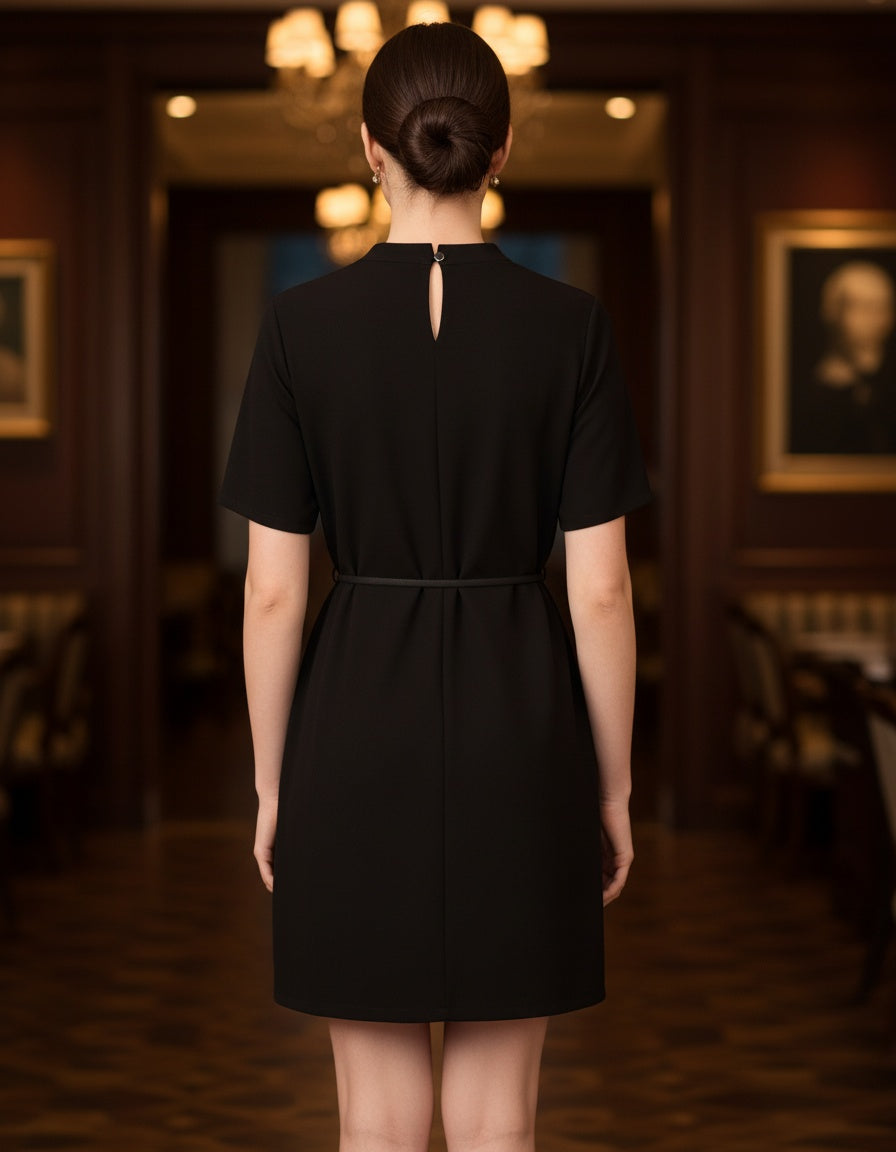 olasz női vékony ruha rövid ujjú kerek nyakú mini