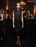 F&P női ruha ujjatlan alakhangsúlyozó magas nyakú térd