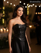 Lovery női bőr hatású felső ujjatlan alakhangsúlyozó váll nélküli