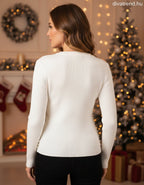 Lovery női kötött kardigán hosszú ujjú kerek nyakú