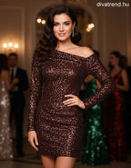 olasz női ruha hosszú ujjú félvállas térd