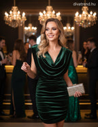 olasz női plüss bársony ruha ujjatlan V nyakú térd