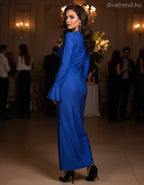 köves szatén alkalmi maxi ruha hátulnézet